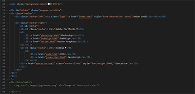 photo of HTML code